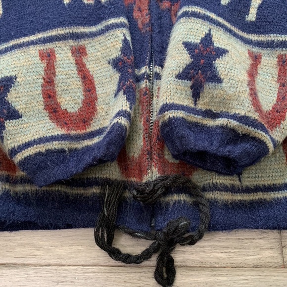 Tejidos Ruminahui Vintage Alpaca Wool Western Cowboy Horse Hooded Sweater Jacket - Picture 11 of 14